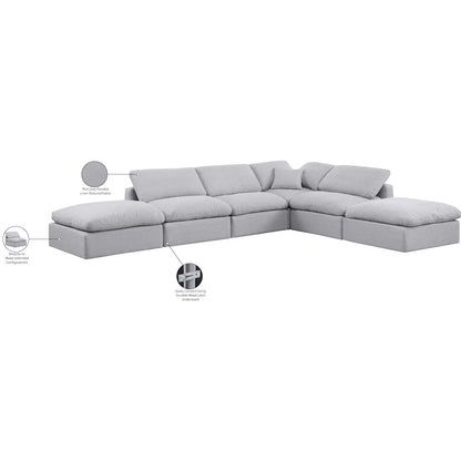Indulge Grey Linen Textured Fabric Modular Sectional