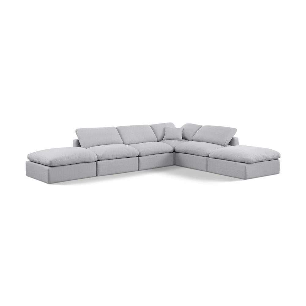 Indulge Grey Linen Textured Fabric Modular Sectional