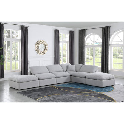 Indulge Grey Linen Textured Fabric Modular Sectional
