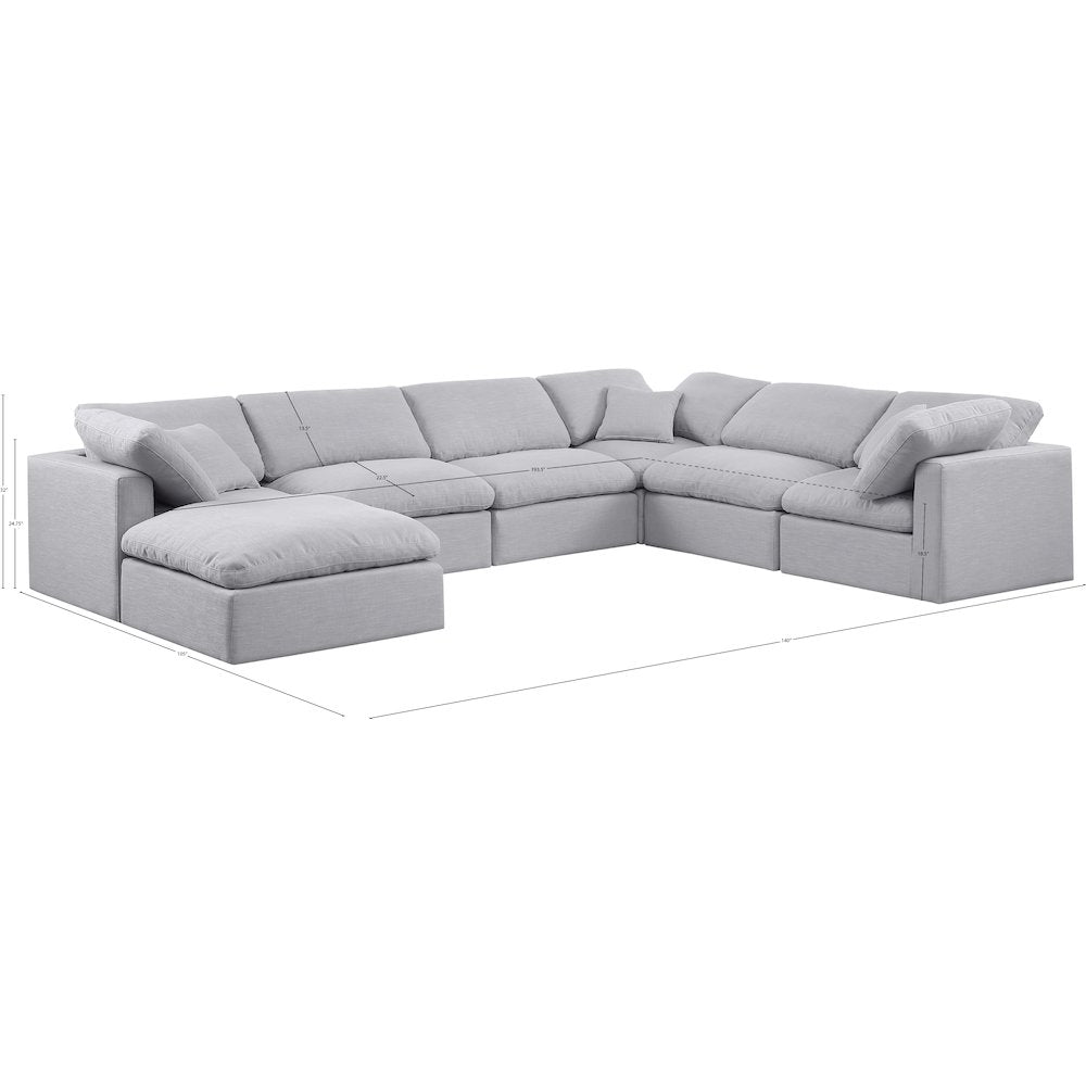 Indulge Grey Linen Textured Fabric Modular Sectional