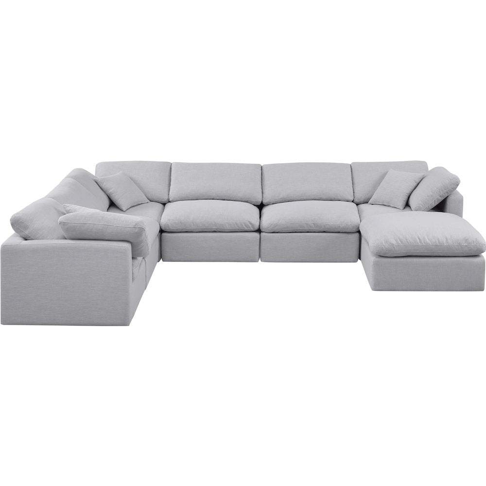 Indulge Grey Linen Textured Fabric Modular Sectional