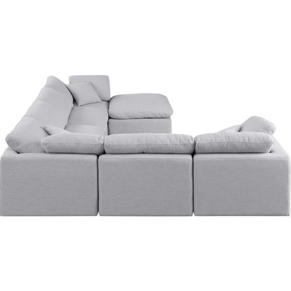 Indulge Grey Linen Textured Fabric Modular Sectional