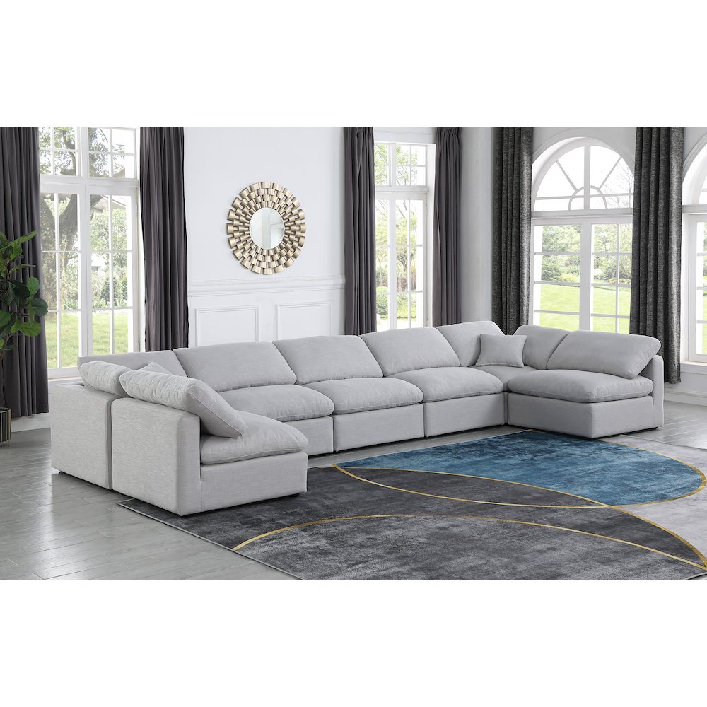 Indulge Grey Linen Textured Fabric Modular Sectional