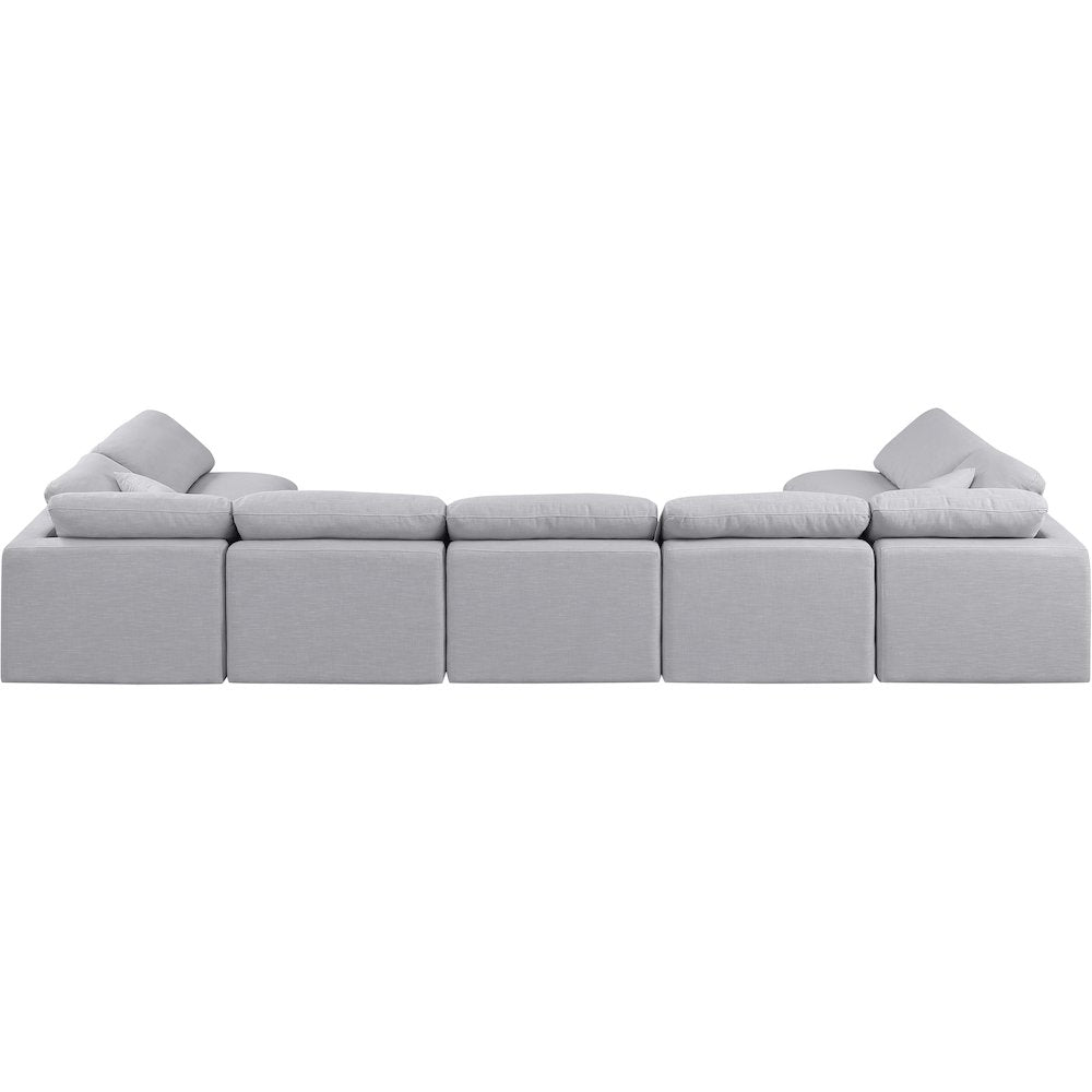 Indulge Grey Linen Textured Fabric Modular Sectional