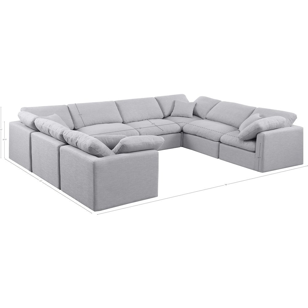 Indulge Grey Linen Textured Fabric Modular Sectional