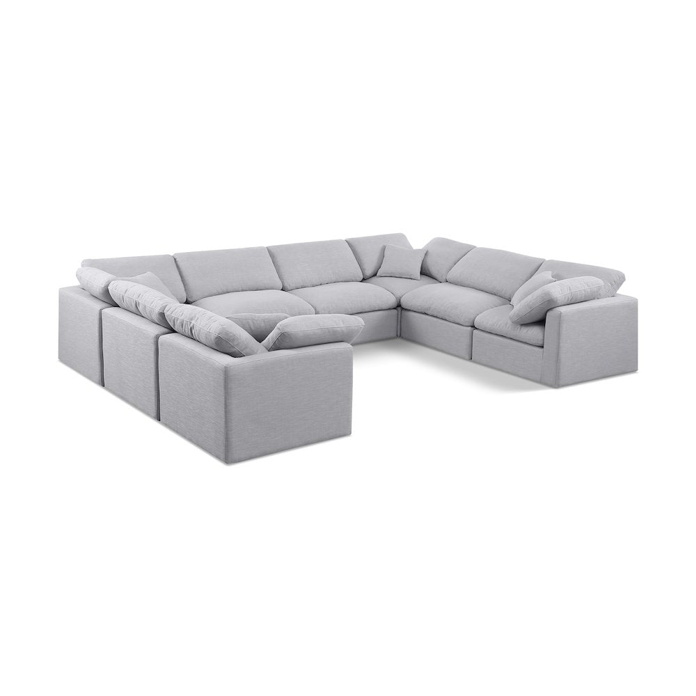 Indulge Grey Linen Textured Fabric Modular Sectional