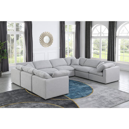 Indulge Grey Linen Textured Fabric Modular Sectional