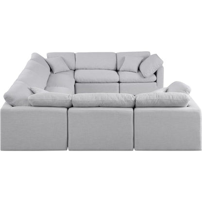 Indulge Grey Linen Textured Fabric Modular Sectional