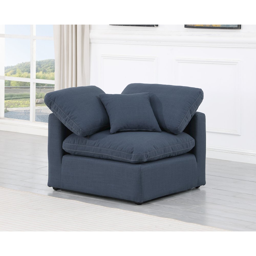 Indulge Navy Linen Textured Fabric Corner Chair