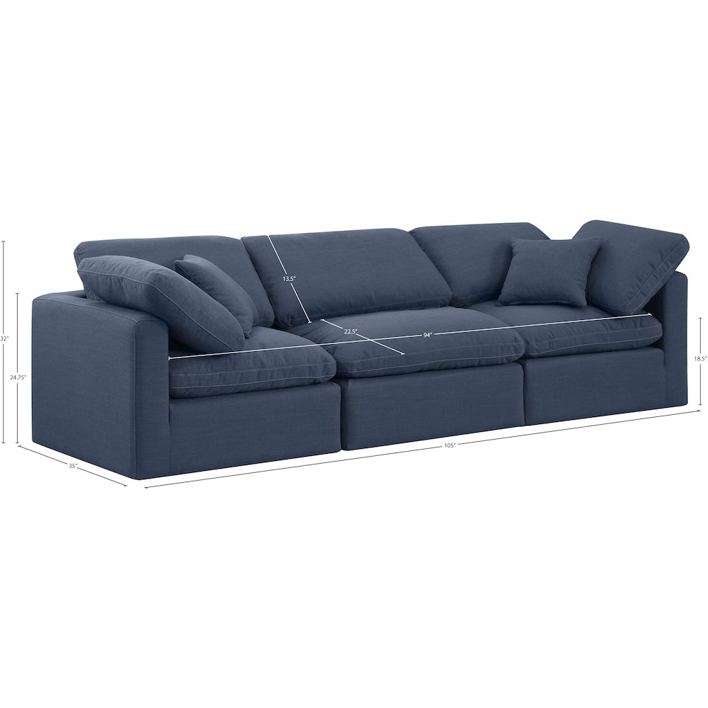 Indulge Navy Linen Textured Fabric Modular Sofa