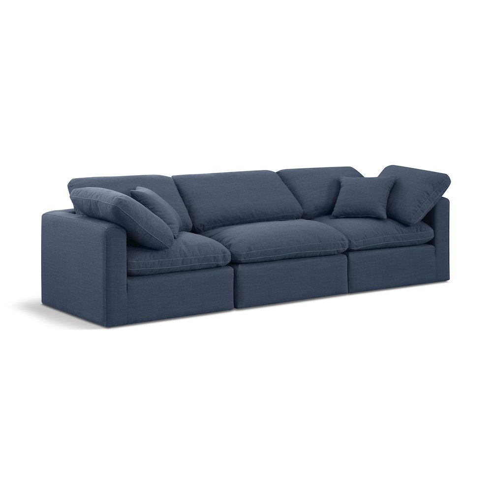 Indulge Navy Linen Textured Fabric Modular Sofa