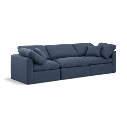 Indulge Navy Linen Textured Fabric Modular Sofa