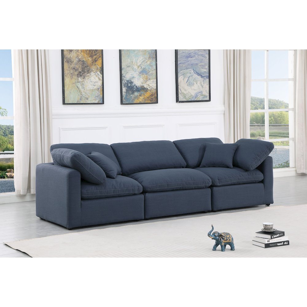 Indulge Navy Linen Textured Fabric Modular Sofa