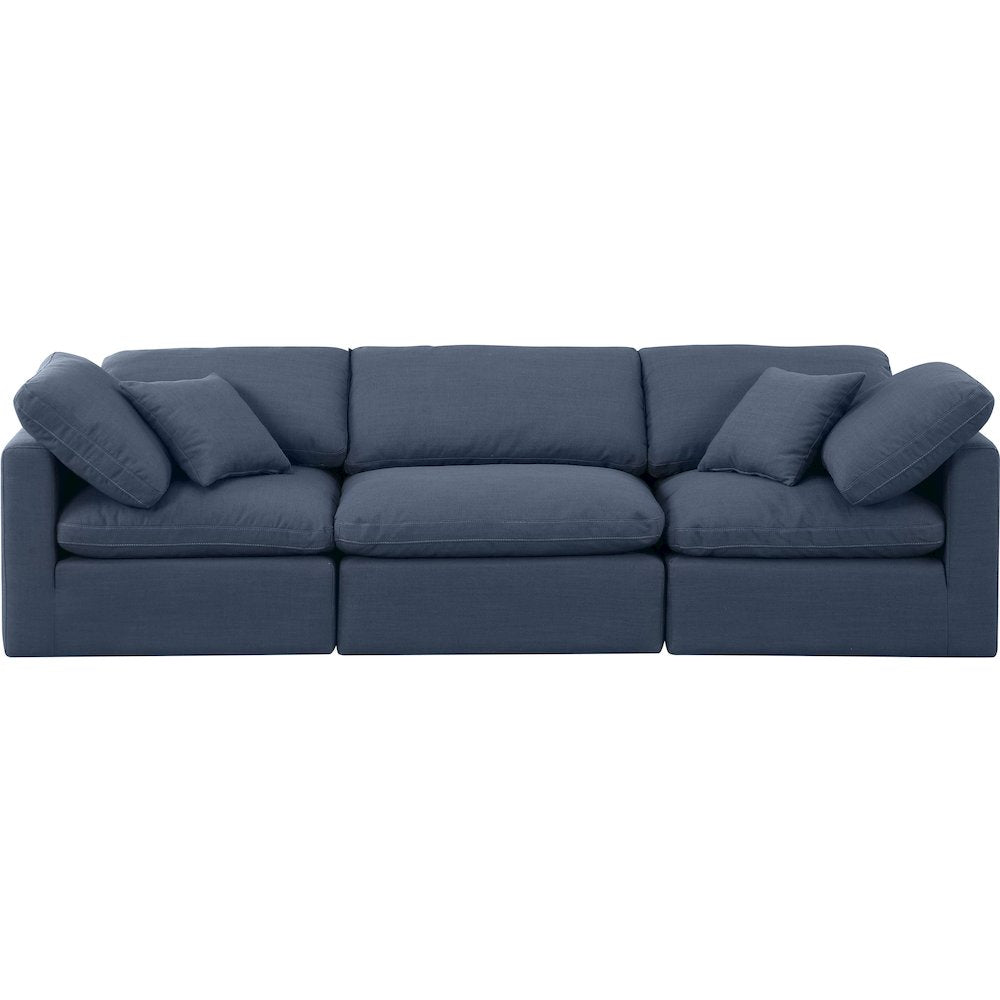 Indulge Navy Linen Textured Fabric Modular Sofa