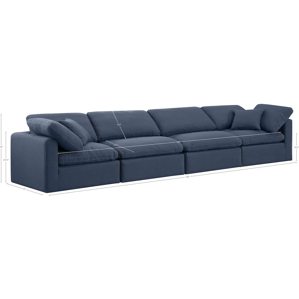 Indulge Navy Linen Textured Fabric Modular Sofa