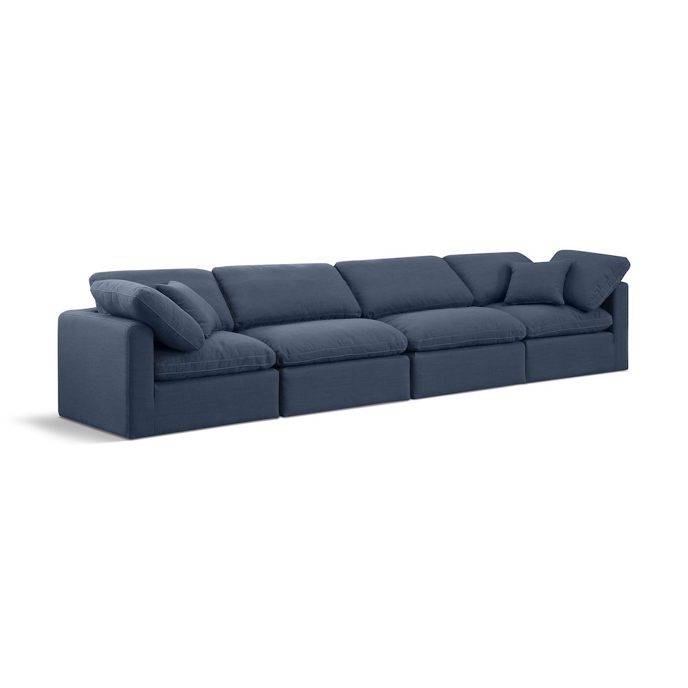Indulge Navy Linen Textured Fabric Modular Sofa