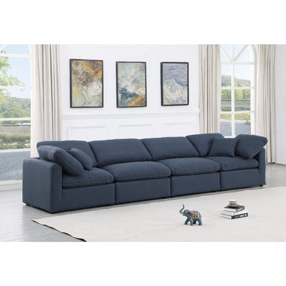 Indulge Navy Linen Textured Fabric Modular Sofa