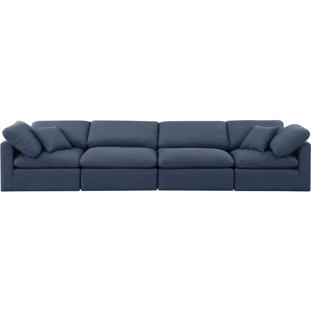 Indulge Navy Linen Textured Fabric Modular Sofa