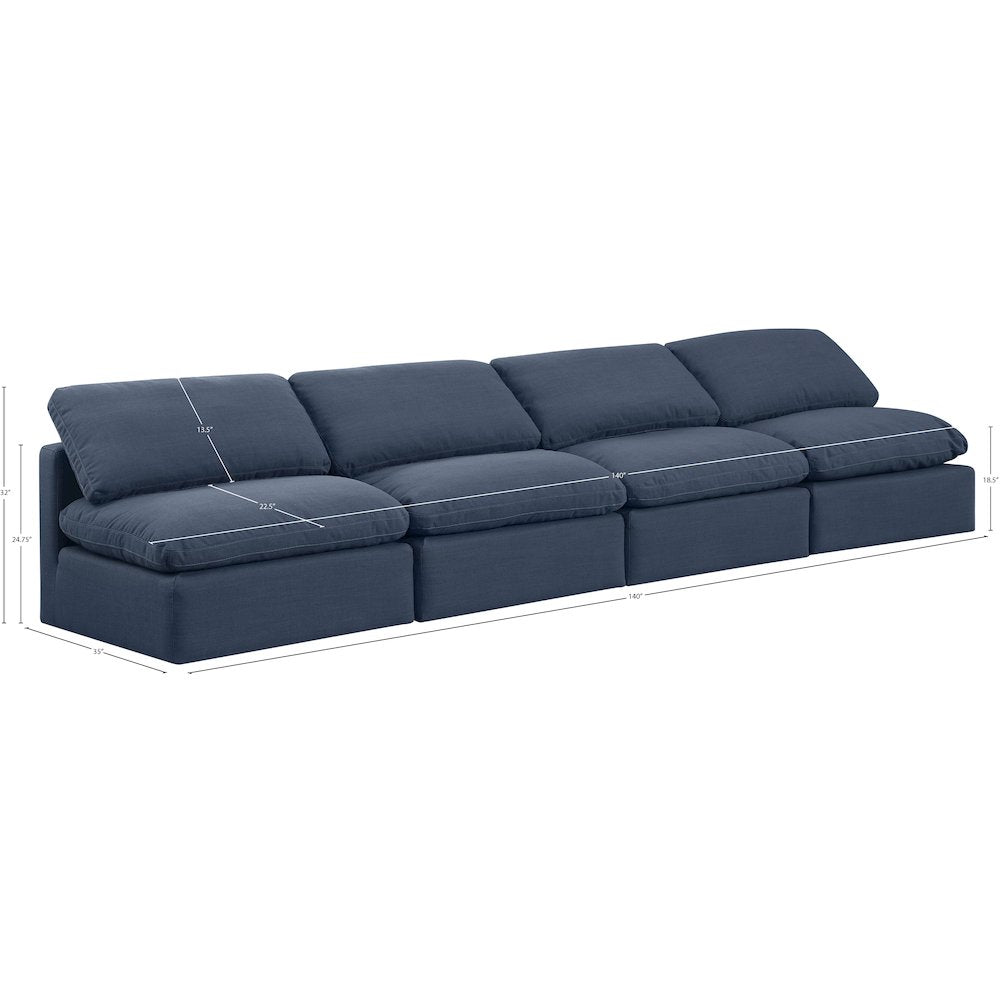 Indulge Navy Linen Textured Fabric Modular Sofa