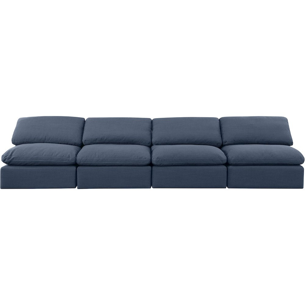 Indulge Navy Linen Textured Fabric Modular Sofa