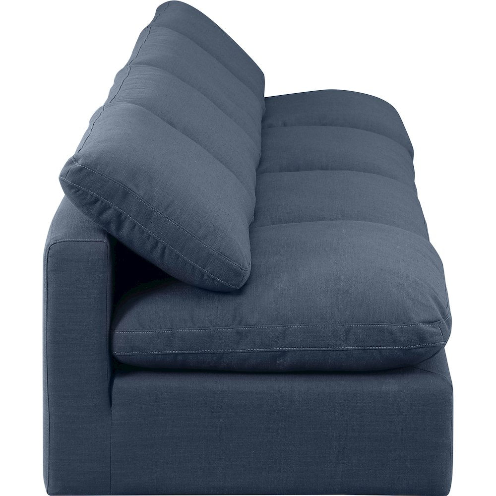 Indulge Navy Linen Textured Fabric Modular Sofa