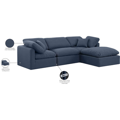 Indulge Navy Linen Textured Fabric Modular Sectional
