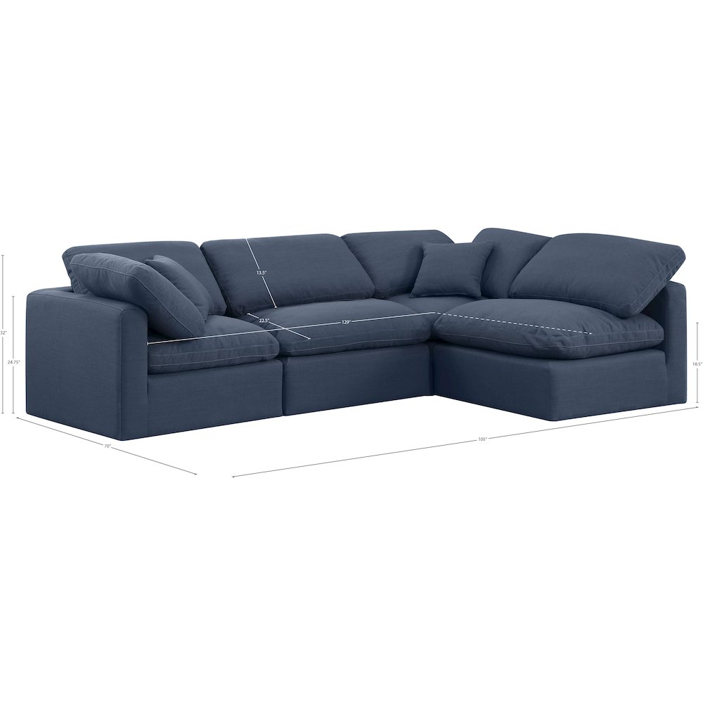 Indulge Navy Linen Textured Fabric Modular Sectional