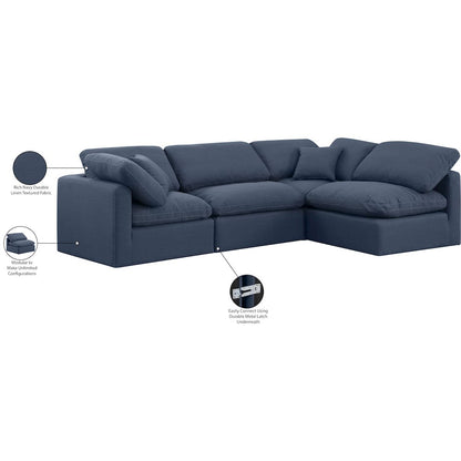Indulge Navy Linen Textured Fabric Modular Sectional