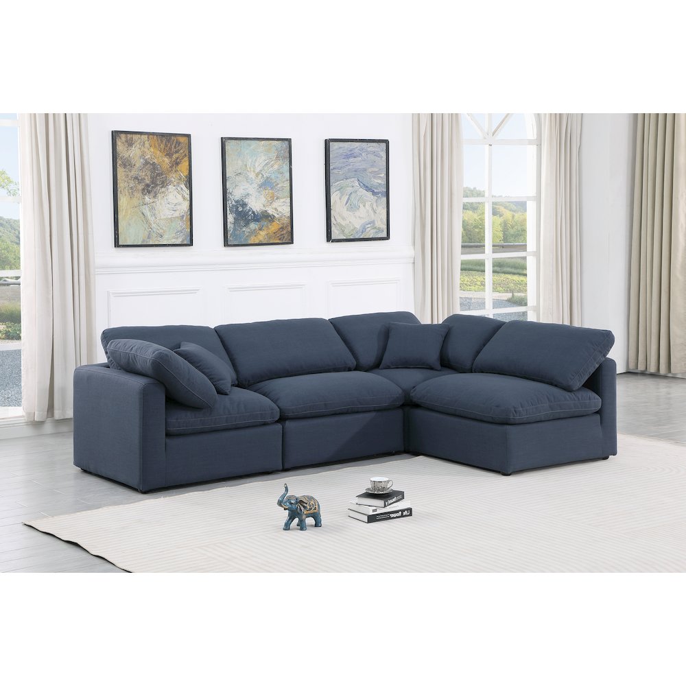 Indulge Navy Linen Textured Fabric Modular Sectional