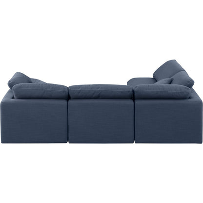 Indulge Navy Linen Textured Fabric Modular Sectional
