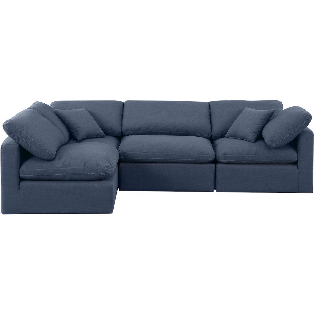 Indulge Navy Linen Textured Fabric Modular Sectional