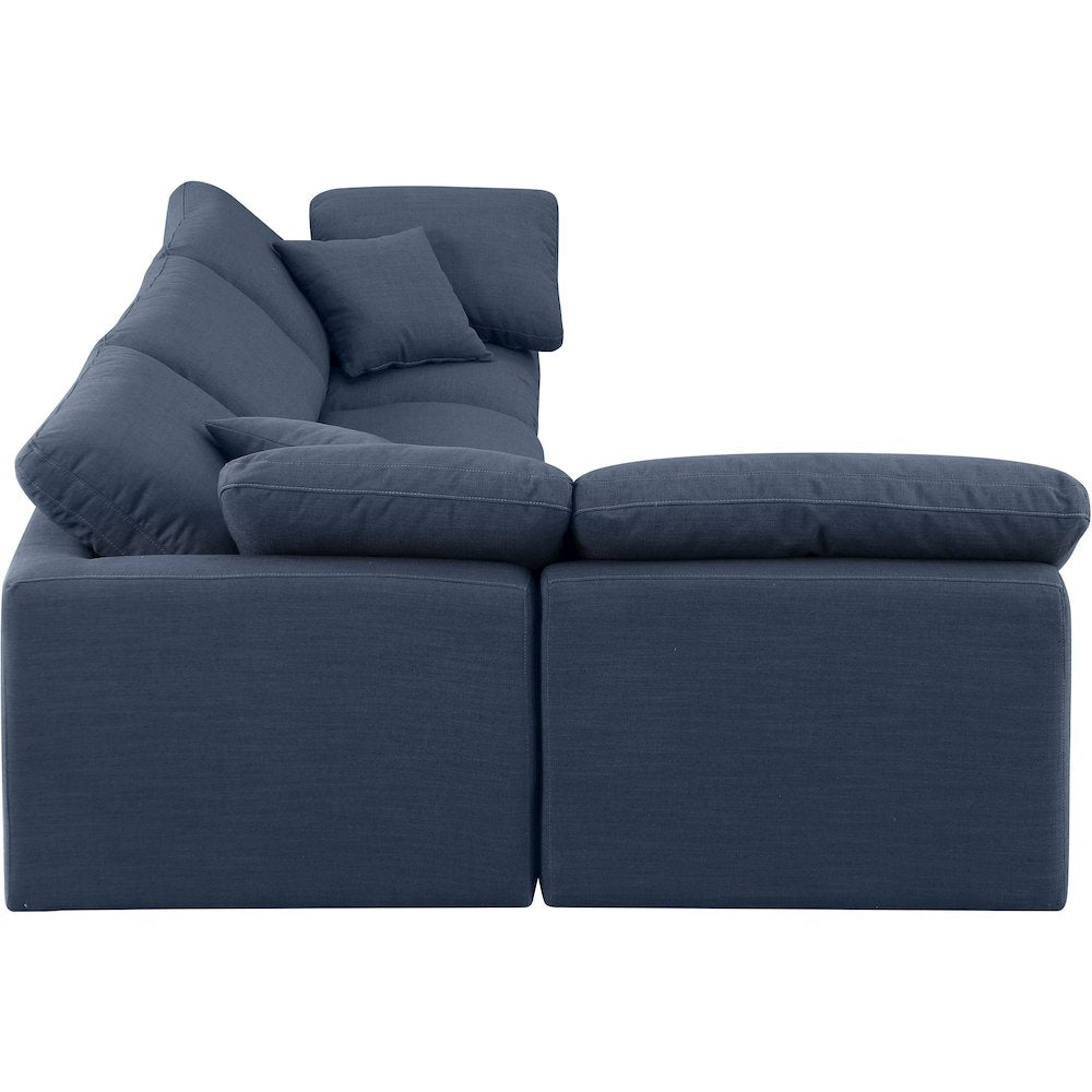Indulge Navy Linen Textured Fabric Modular Sectional