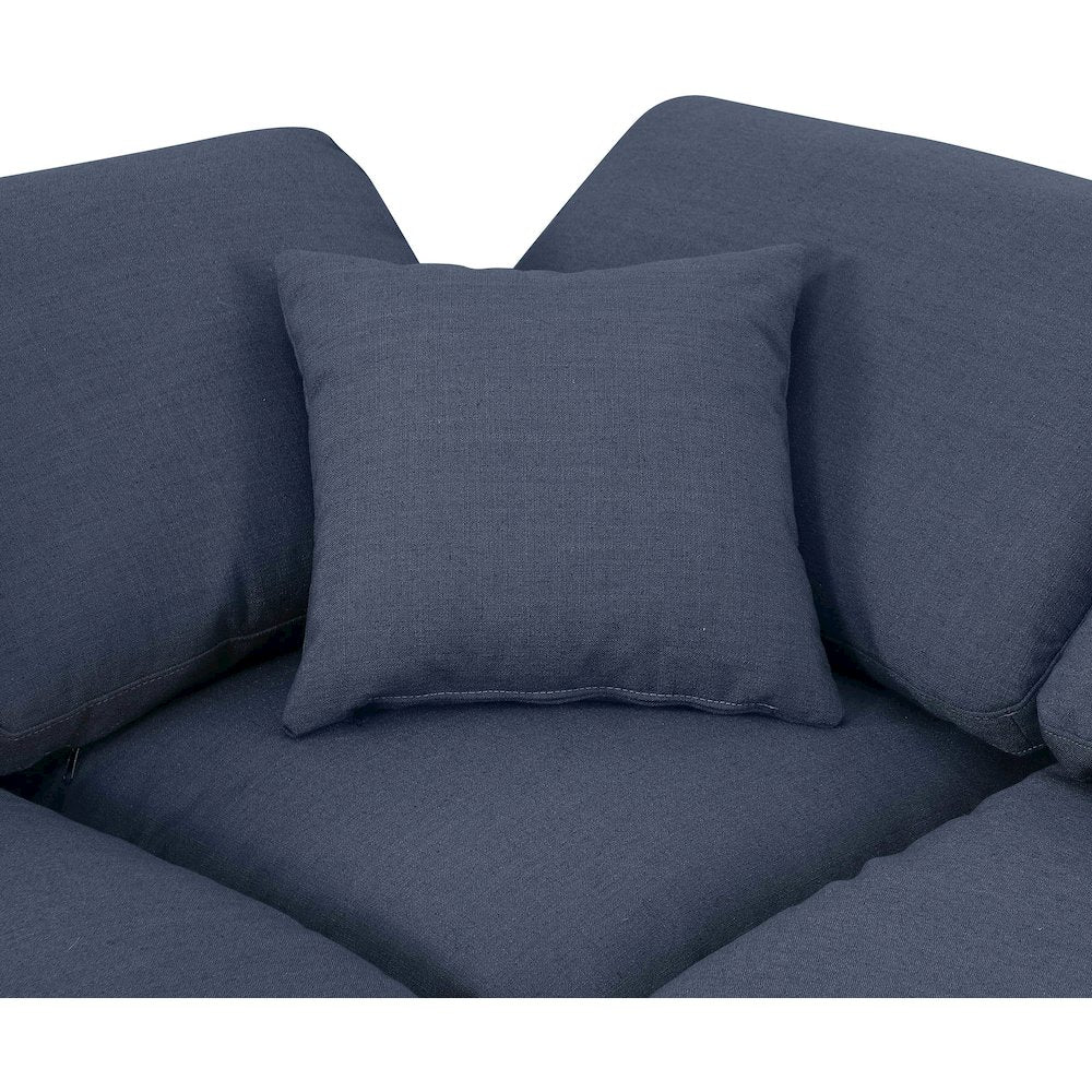 Indulge Navy Linen Textured Fabric Modular Sectional