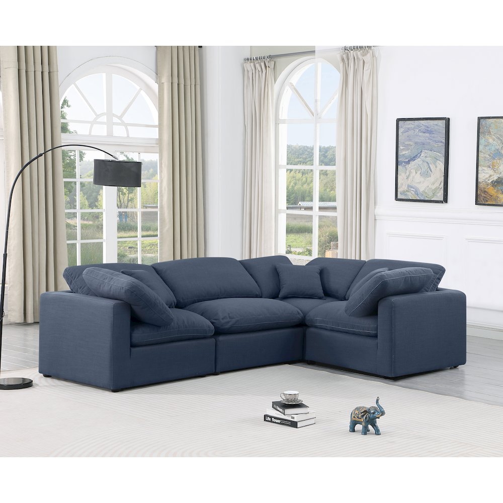 Indulge Navy Linen Textured Fabric Modular Sectional