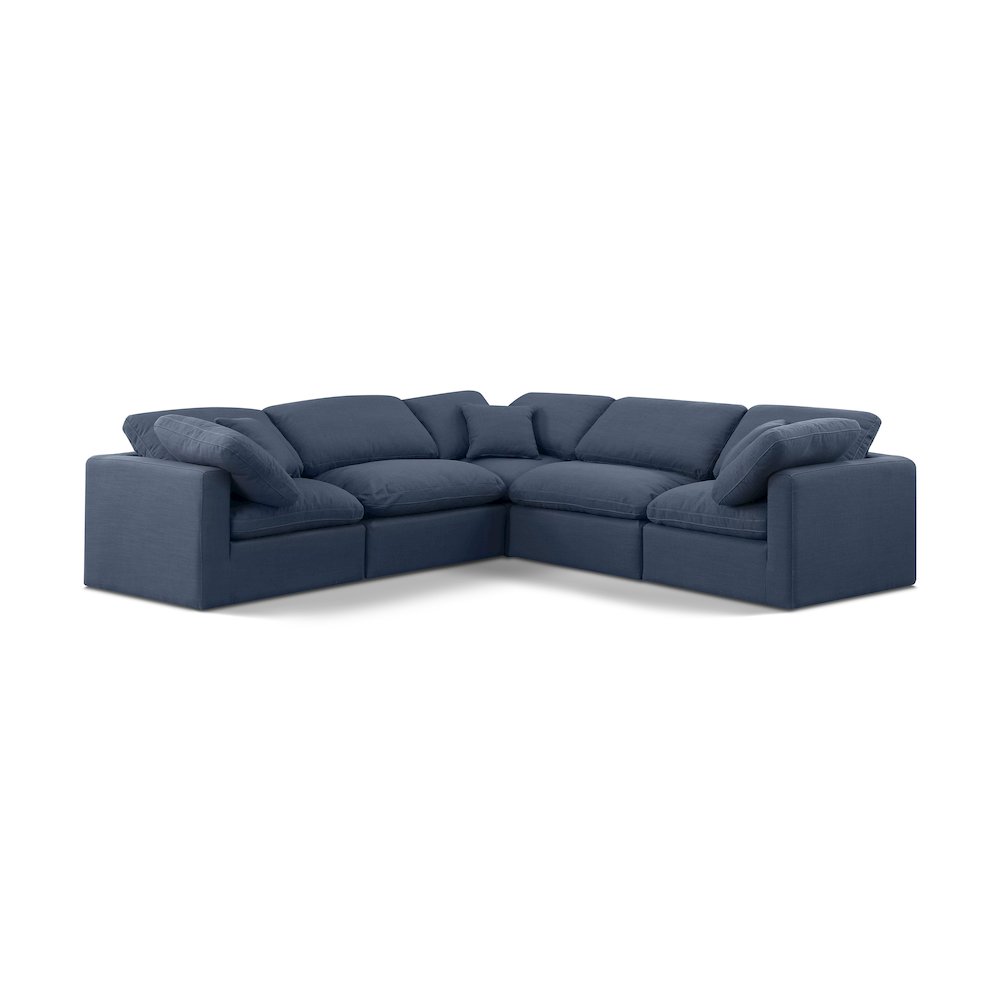 Indulge Navy Linen Textured Fabric Modular Sectional
