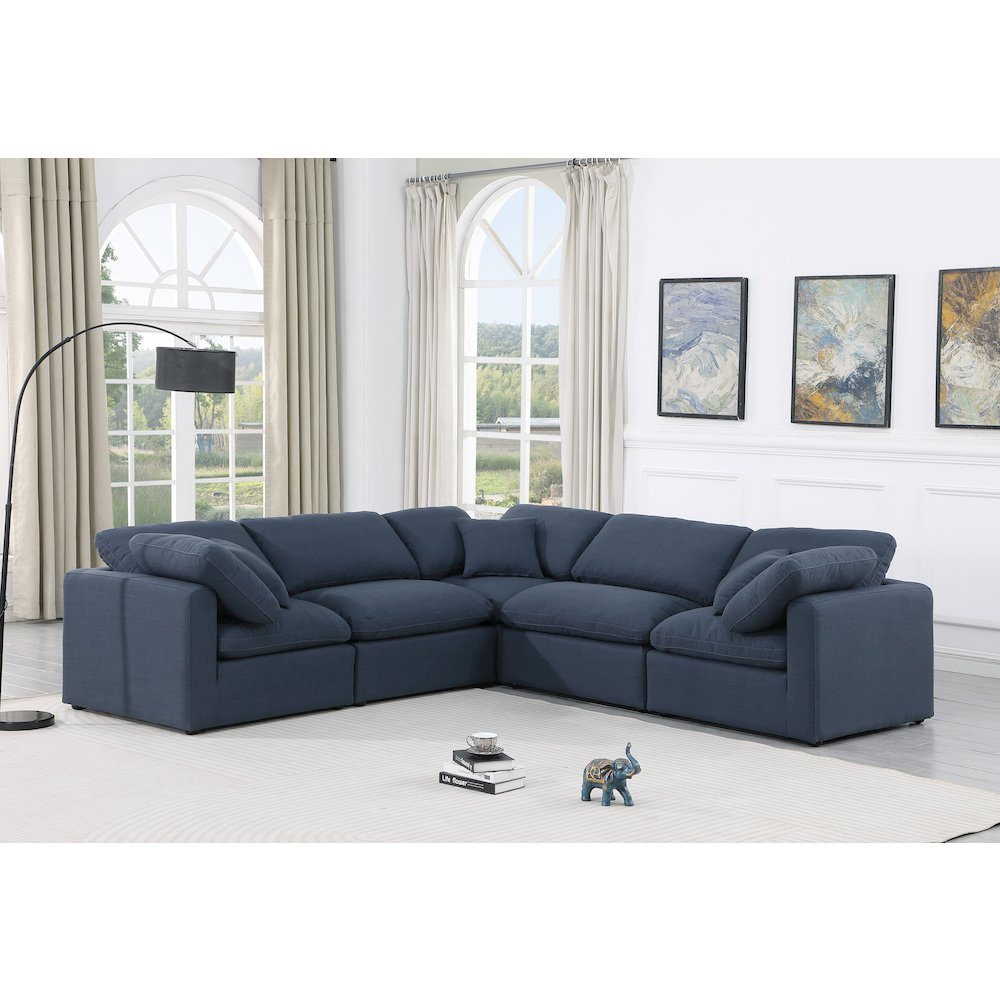 Indulge Navy Linen Textured Fabric Modular Sectional