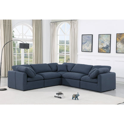 Indulge Navy Linen Textured Fabric Modular Sectional