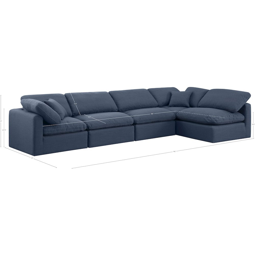 Indulge Navy Linen Textured Fabric Modular Sectional