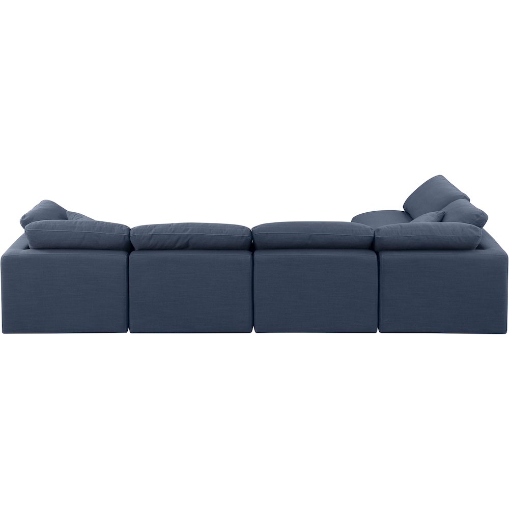 Indulge Navy Linen Textured Fabric Modular Sectional