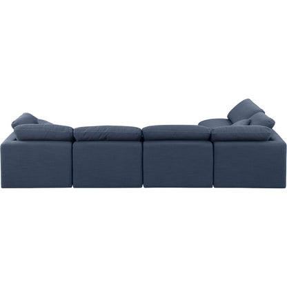 Indulge Navy Linen Textured Fabric Modular Sectional