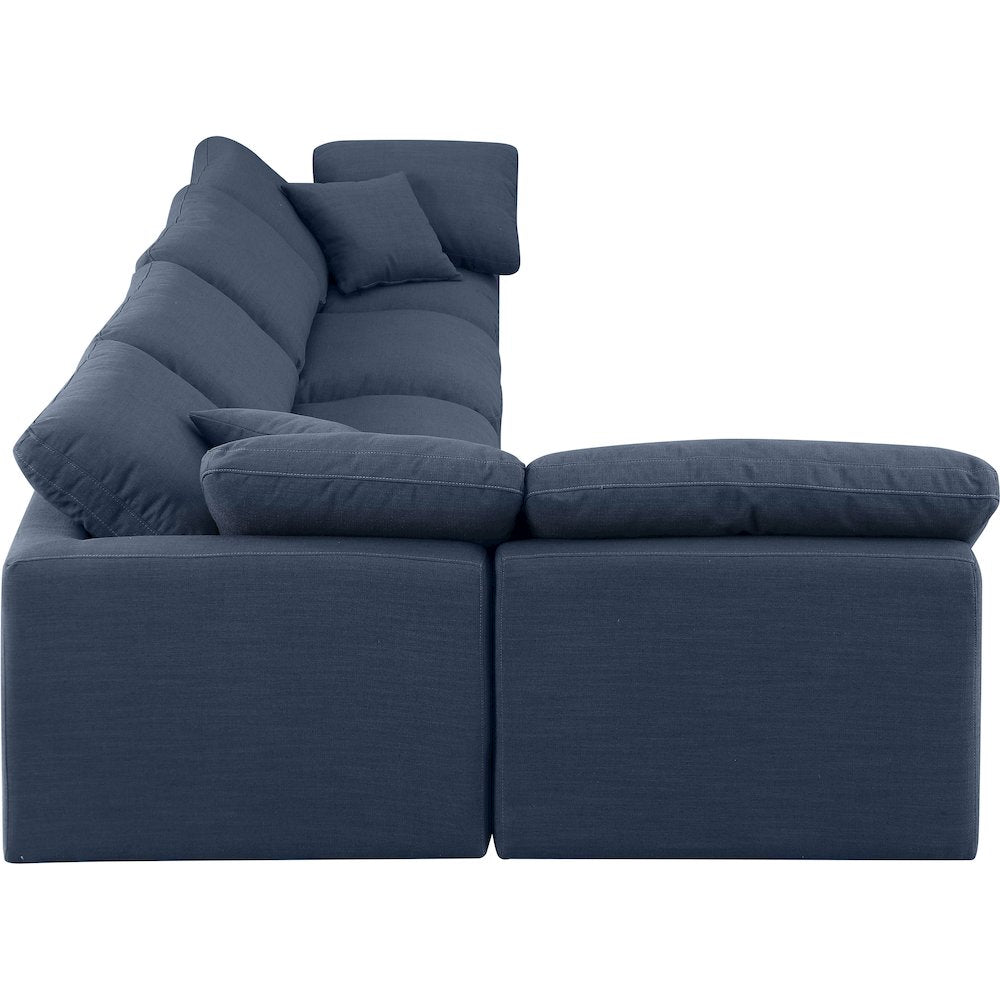Indulge Navy Linen Textured Fabric Modular Sectional