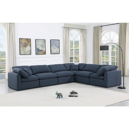 Indulge Navy Linen Textured Fabric Modular Sectional