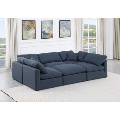 Indulge Navy Linen Textured Fabric Modular Sectional