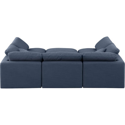 Indulge Navy Linen Textured Fabric Modular Sectional