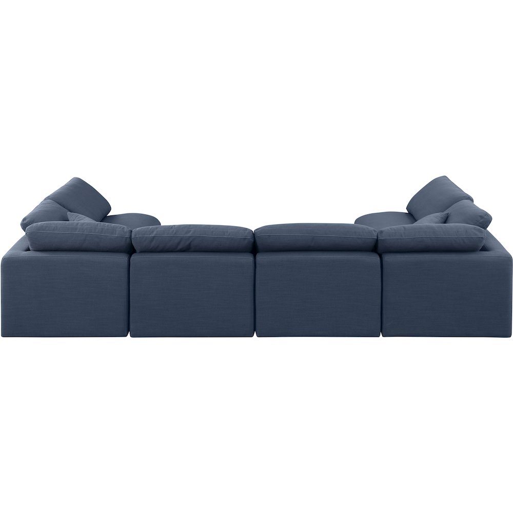 Indulge Navy Linen Textured Fabric Modular Sectional