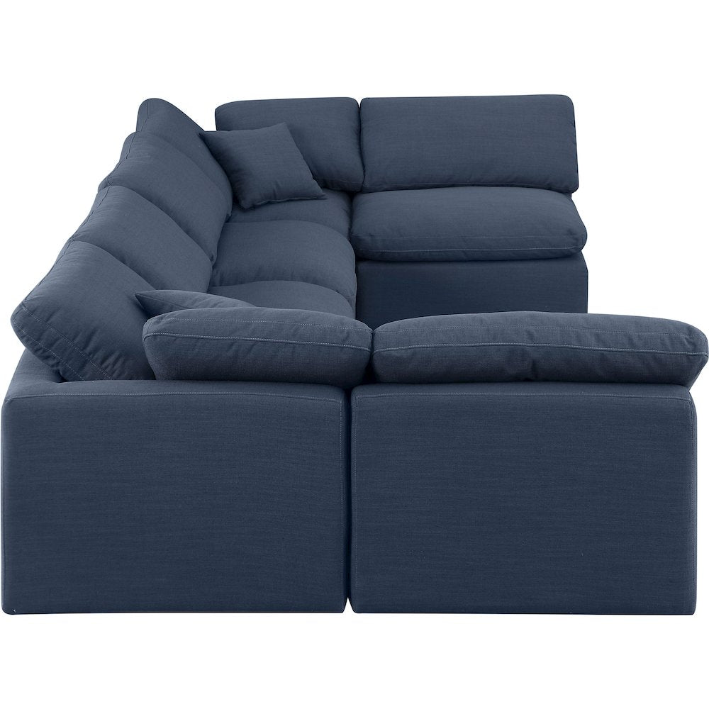 Indulge Navy Linen Textured Fabric Modular Sectional