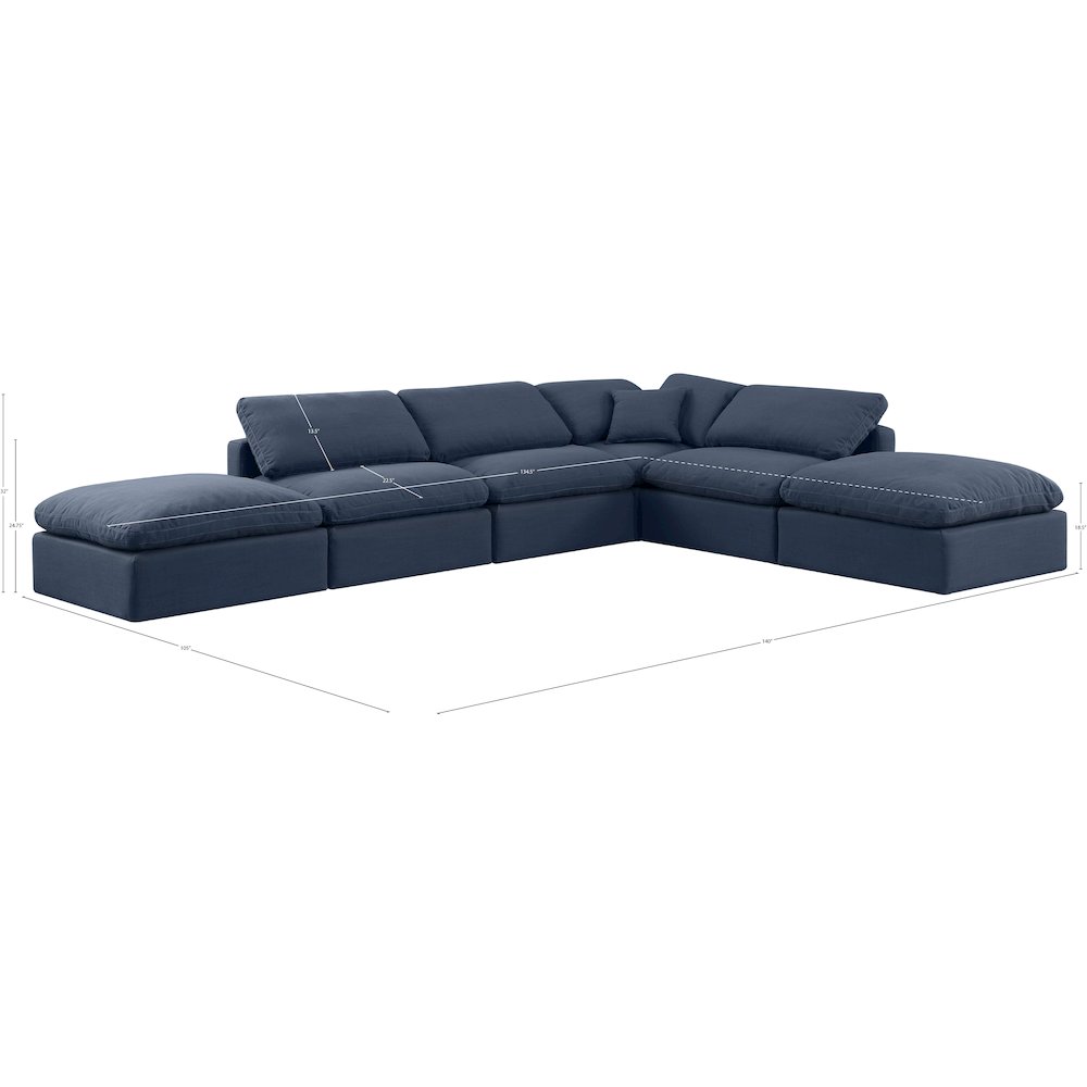 Indulge Navy Linen Textured Fabric Modular Sectional
