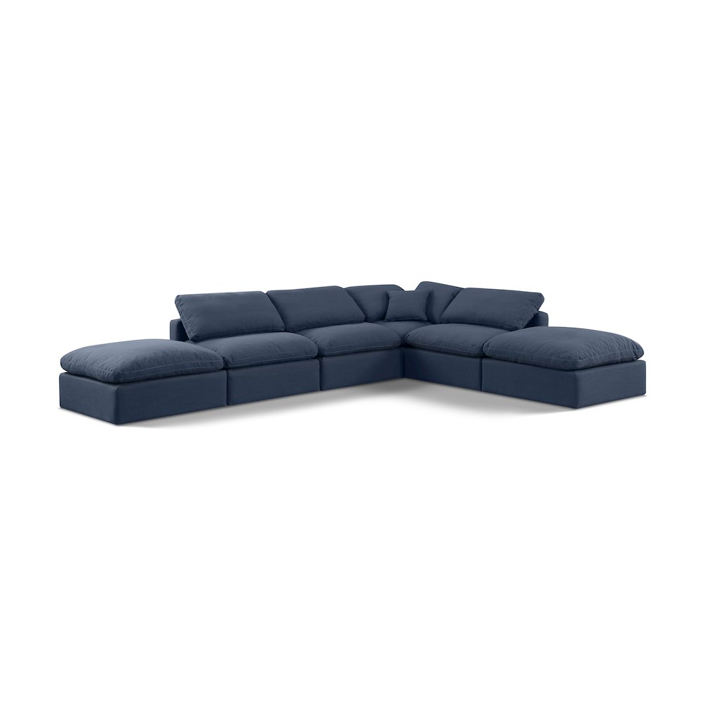 Indulge Navy Linen Textured Fabric Modular Sectional