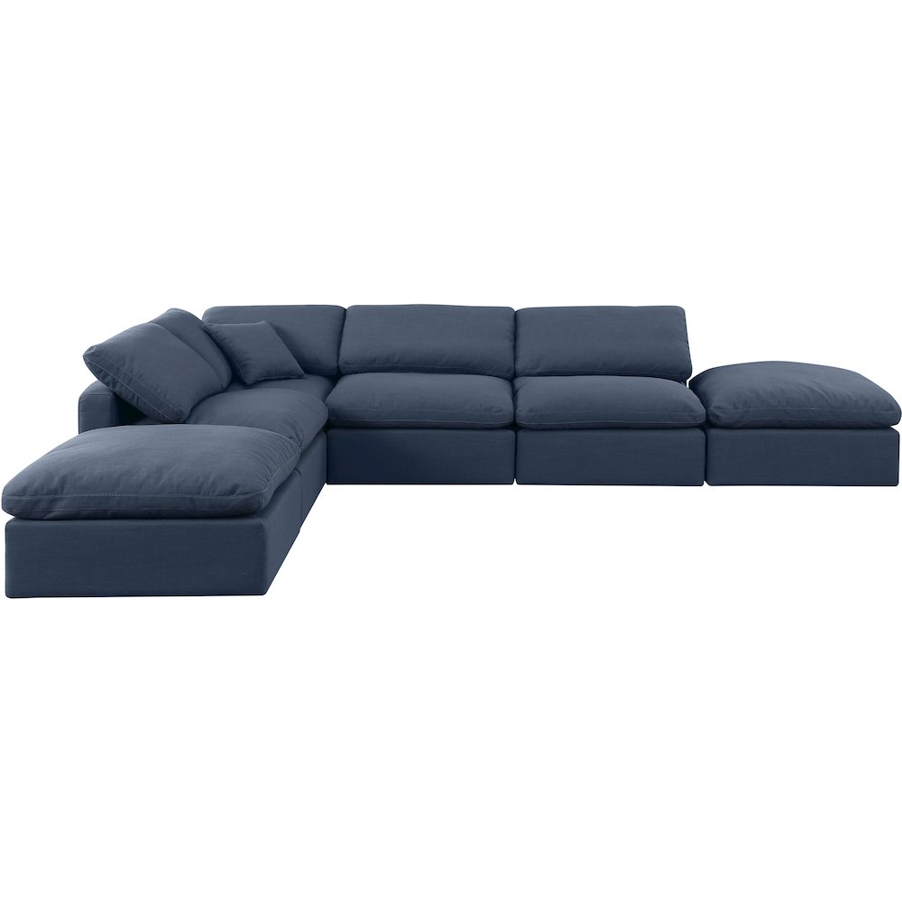 Indulge Navy Linen Textured Fabric Modular Sectional