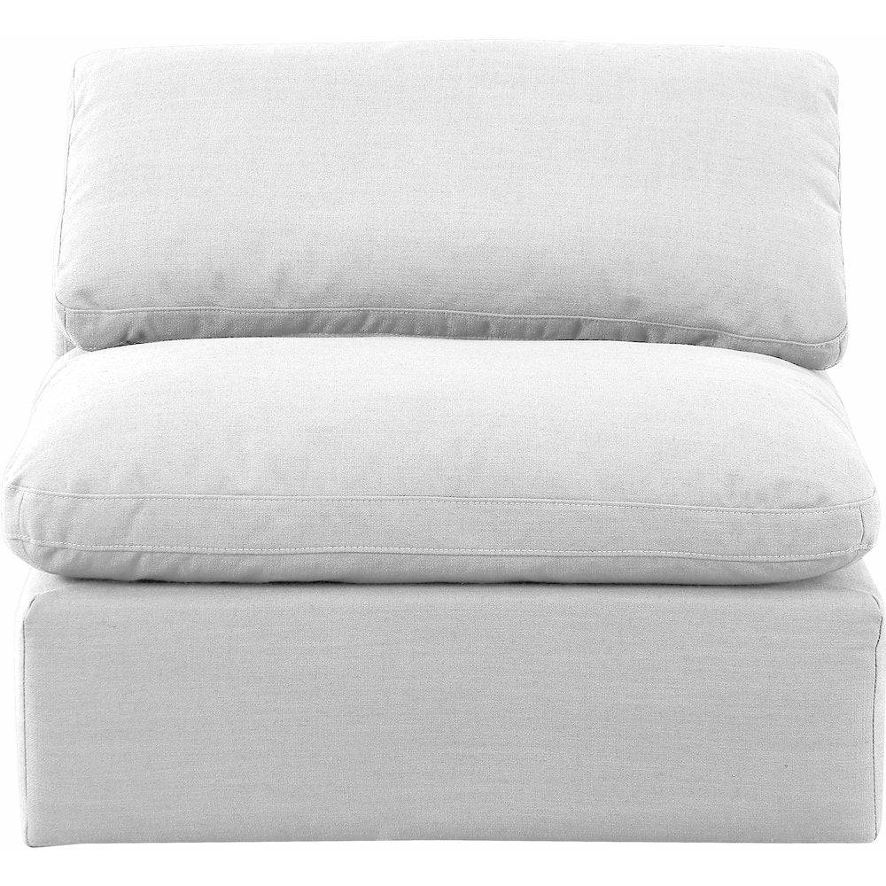 Indulge White Linen Textured Fabric Armless Chair